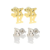 Block Initial Stud Earrings 4
