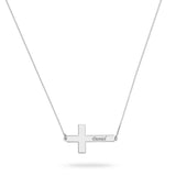 Engraved Sideways Cross Necklace silver