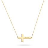 Engraved Sideways Cross Necklace