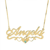 Birthstone Name Necklace with Hearts 6