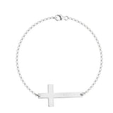 Engraved Sideways Cross Bracelet silver