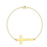 Engraved Sideways Cross Bracelet gold