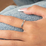 Engraved Band Stacking Ring on a person