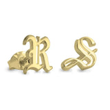 Gothic Initial Stud Earrings