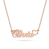 name necklace with heart rose gold