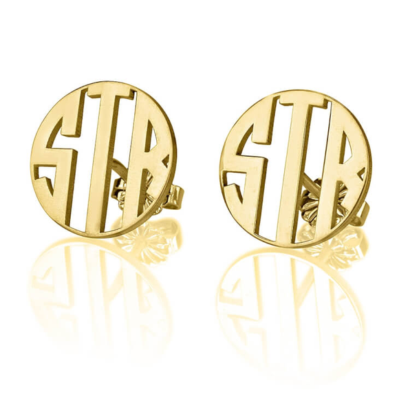 Block Monogram Stud Earrings