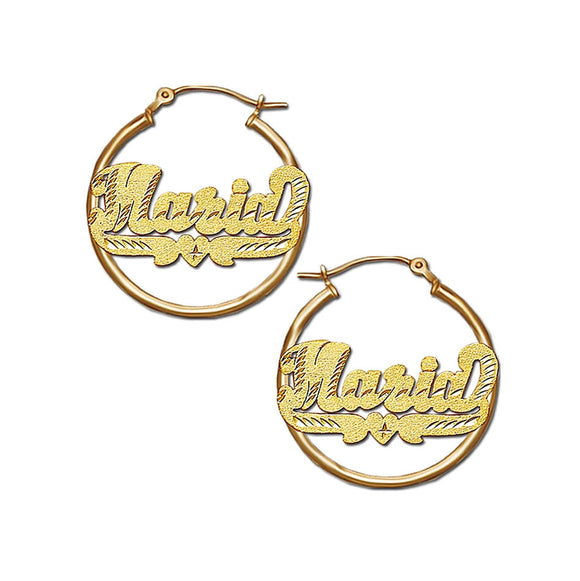 Name Hoop Earrings with Heart