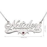 Birthstone Name Necklace with Heart and Tail 3