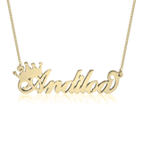 Nameplate Necklace with Crown