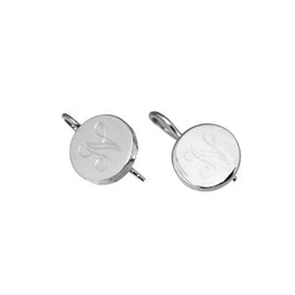 Monogrammed Sterling Silver Round Hook Earrings