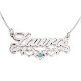 Birthstone Name Necklace with Hearts 3