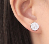 engraved sterling silver stud earrings