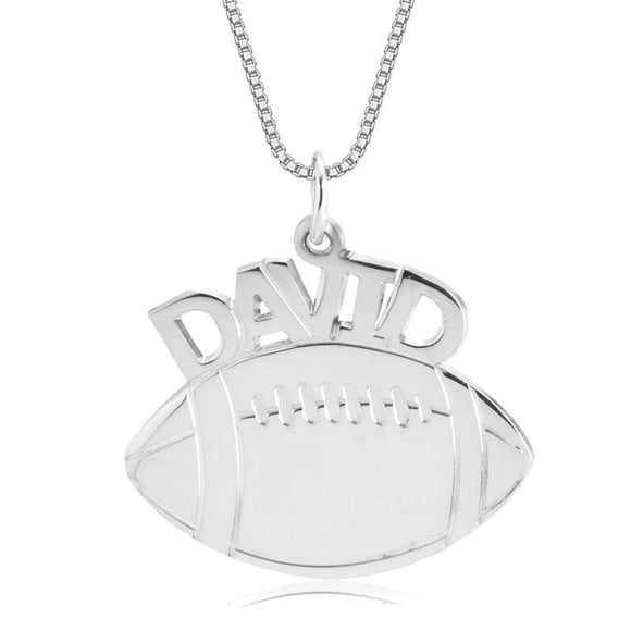 Sterling Silver Football Name Necklace