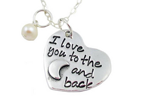 Hand Stamped Pewter I Love You To The Moon and Back Heart Necklace - Bellalicious Boutique

